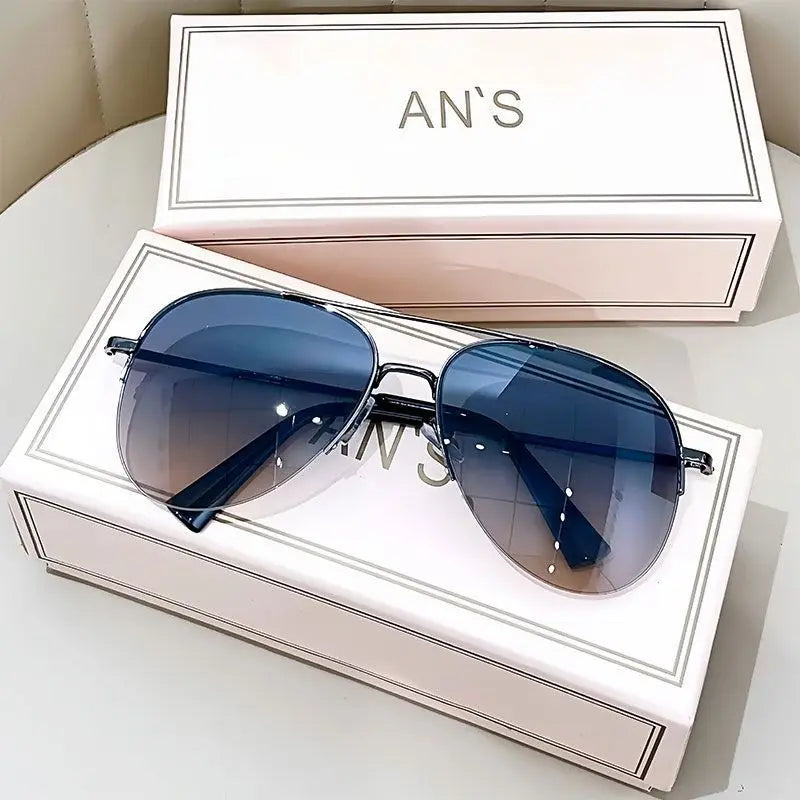 Fashion Gradient Sunglasses for Men Big Frame Pilot Sun Glasses Design Anti-reflective Lunette De Soleil Homme UV400 (No Box)