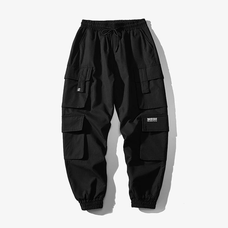 Pantalon cargo surdimensionné pour homme, streetwear, jogging noir, décontracté, taille élastique, sarouel, grande taille 5XL