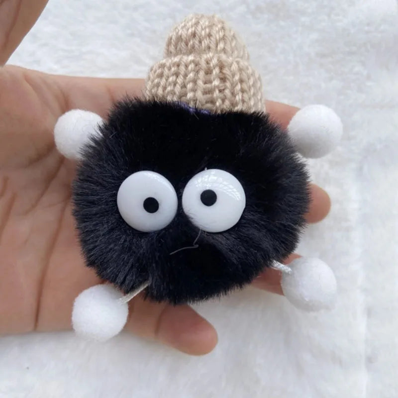 Funny Black Fur Ball for Clogs Accessories Shoe Flower Cartoon 3D Stereoscopic Cookie Genie Detachable Charms Decorative Buckles