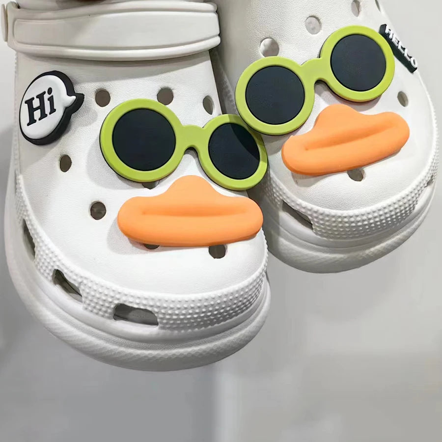 6Pcs Set Funny Face PVC Sausage Mouth Charms for Clogs Summer Sandals Buckle DIY Gift Shoes Accessories Cartoon Cute