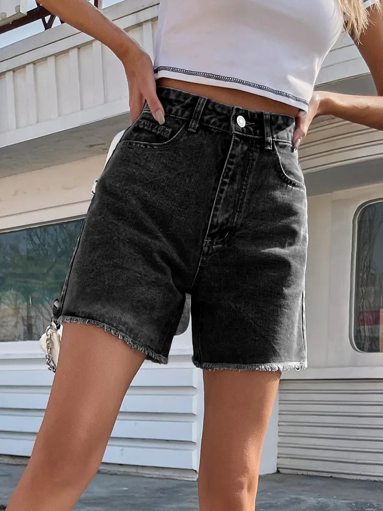 Streamgirl Blue Women's Denim Shorts Summer High Waist Casual Chic Loose Jean Shorts For Women Summer 2024 Denim Short Femme