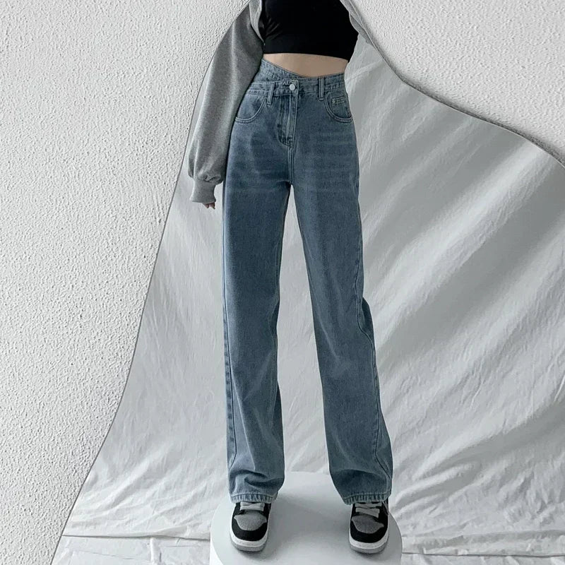 ZOENOVA Jeans Women Wide Leg Pants Mom Femme Black Blue Jeans High Waist Woman Trousers 2023 Clothing Pantalones Spodnie Damskie