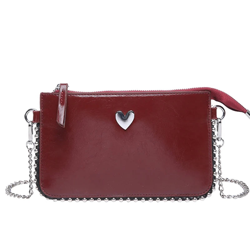 Sacs à bandoulière de couleur unie pour femmes, porte-monnaie à chaîne pour téléphone portable, sac messager à bandoulière tendance