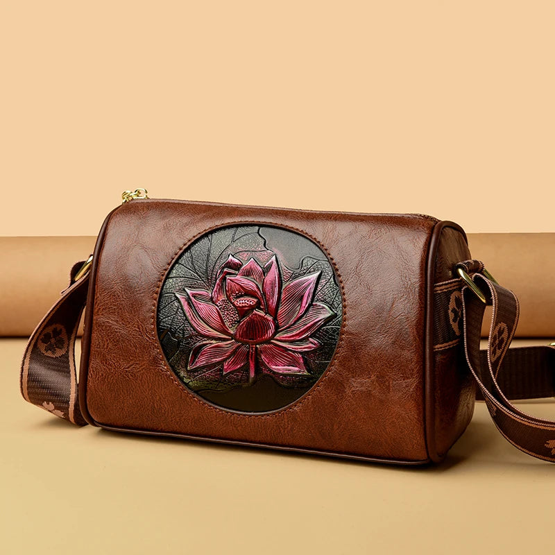 Casual Women Handbag Soft Leather Shoulder Crossbody Bags for Women New Fashion Print Ladies Messenger Tote Bag Sac A Main