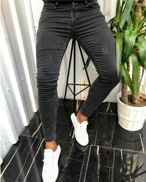Streetwear Fashion Black Ripped Skinny Jeans Men Slim Hip Hop Denim Trousers New Spring Casual Jeans for Men Jogging Jean Homme
