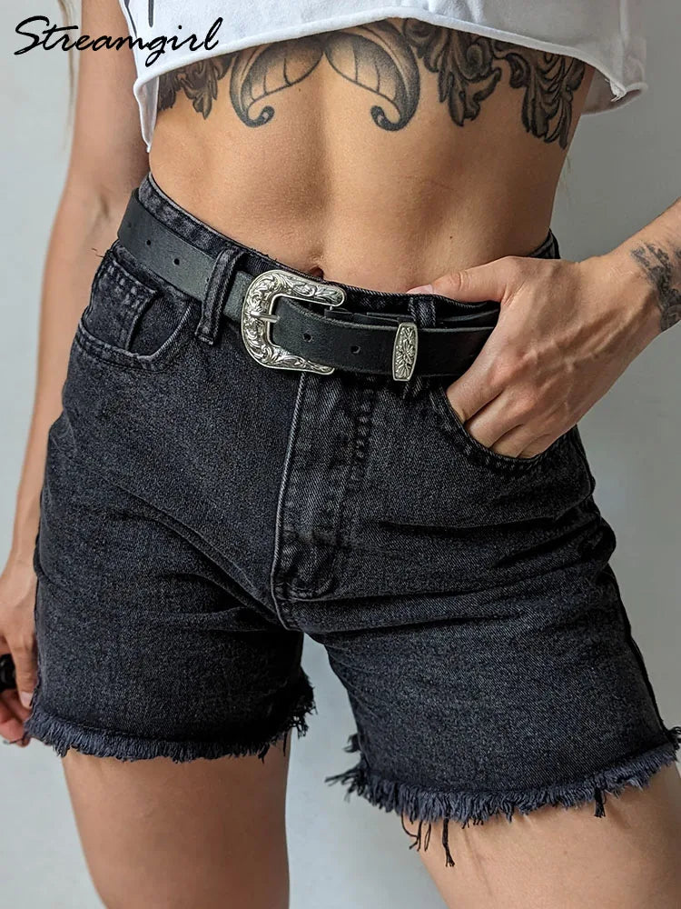Streamgirl Blue Women's Denim Shorts Summer High Waist Casual Chic Loose Jean Shorts For Women Summer 2024 Denim Short Femme
