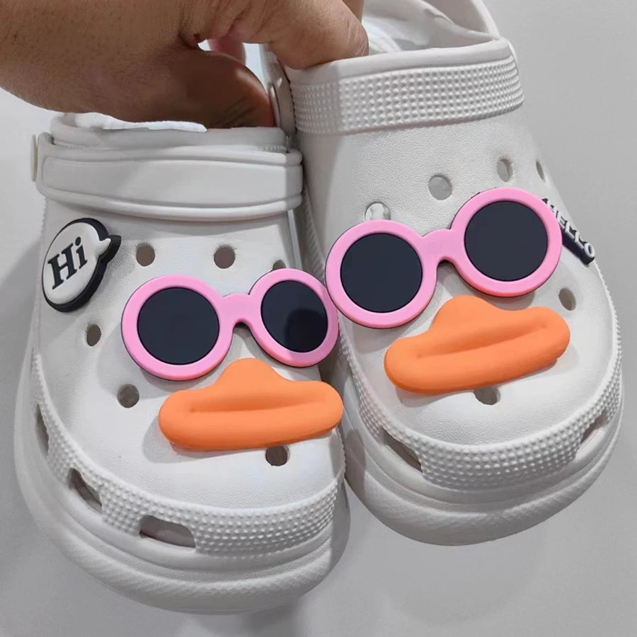 6Pcs Set Funny Face PVC Sausage Mouth Charms for Clogs Summer Sandals Buckle DIY Gift Shoes Accessories Cartoon Cute