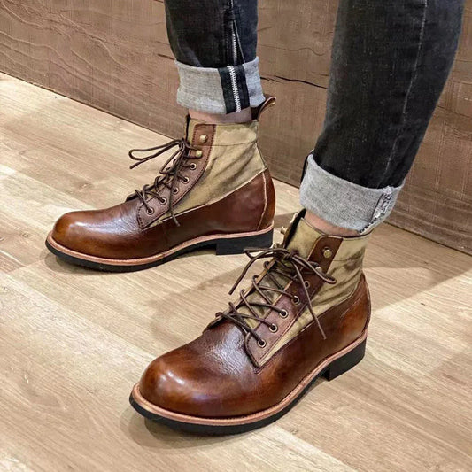Bottes marron neuves pour hommes, bottes courtes noires faites à la main pour hommes, bottines à bout rond, bottines de moto, bottes de combat