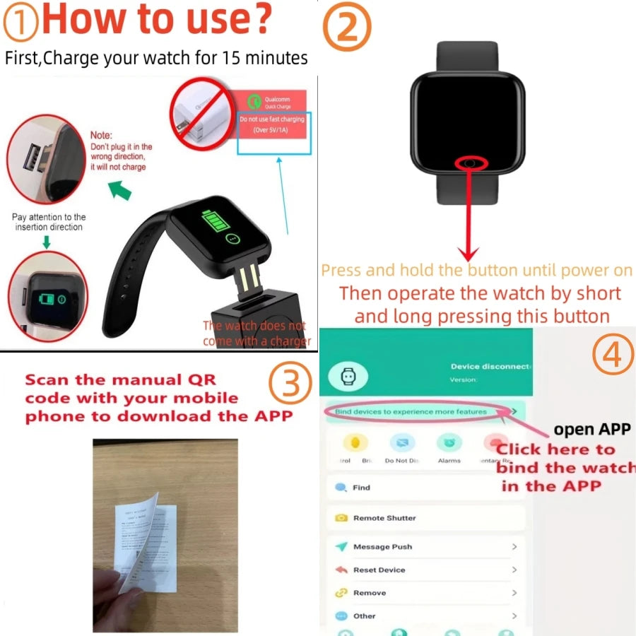 Montre connectée multifonction pour hommes, femmes et enfants, rappel de messages, contrôle de la musique, sport, pas, calories, D13, réveil, 116Plus
