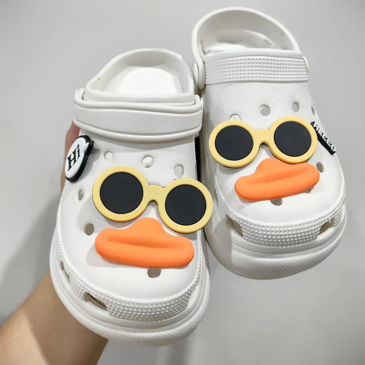 6Pcs Set Funny Face PVC Sausage Mouth Charms for Clogs Summer Sandals Buckle DIY Gift Shoes Accessories Cartoon Cute