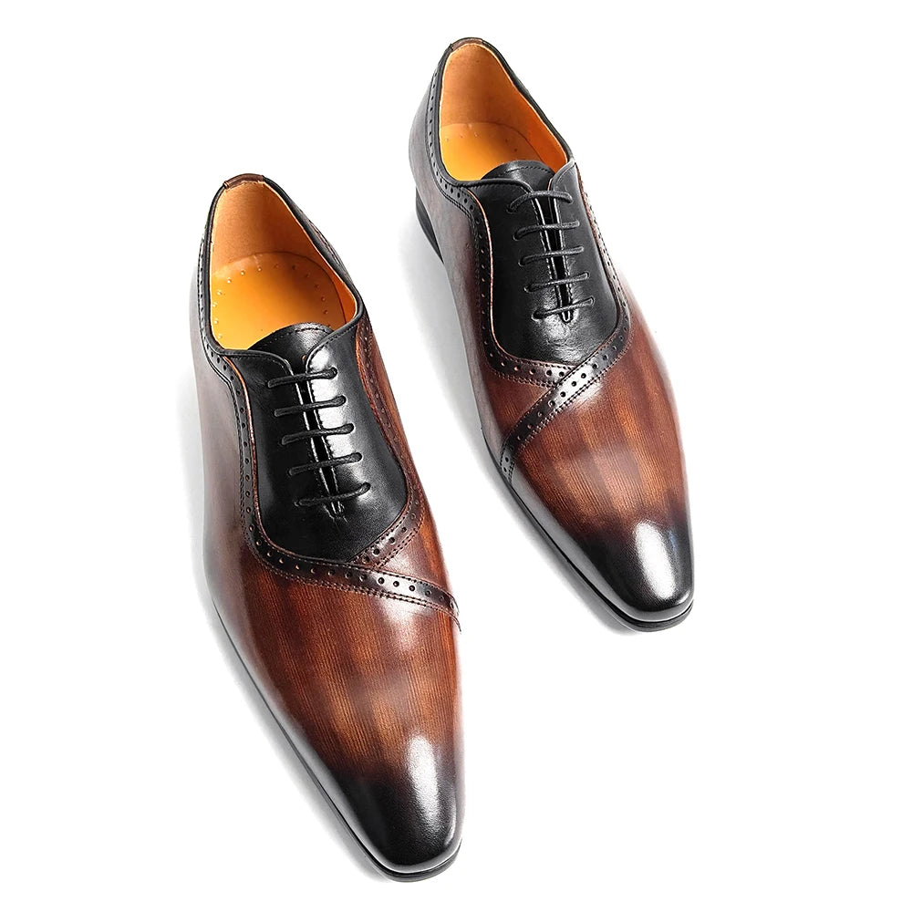 Luxury Men's Dress Shoes Higher Quality Oxford Leather Shoe Lace-Up Casual Business Shoes Fashion Carved Wedding Party Office