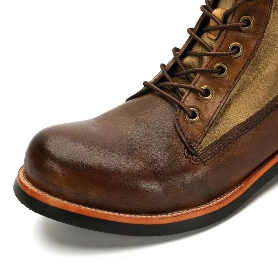 Bottes marron neuves pour hommes, bottes courtes noires faites à la main pour hommes, bottines à bout rond, bottines de moto, bottes de combat