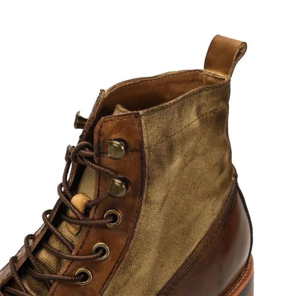 Bottes marron neuves pour hommes, bottes courtes noires faites à la main pour hommes, bottines à bout rond, bottines de moto, bottes de combat