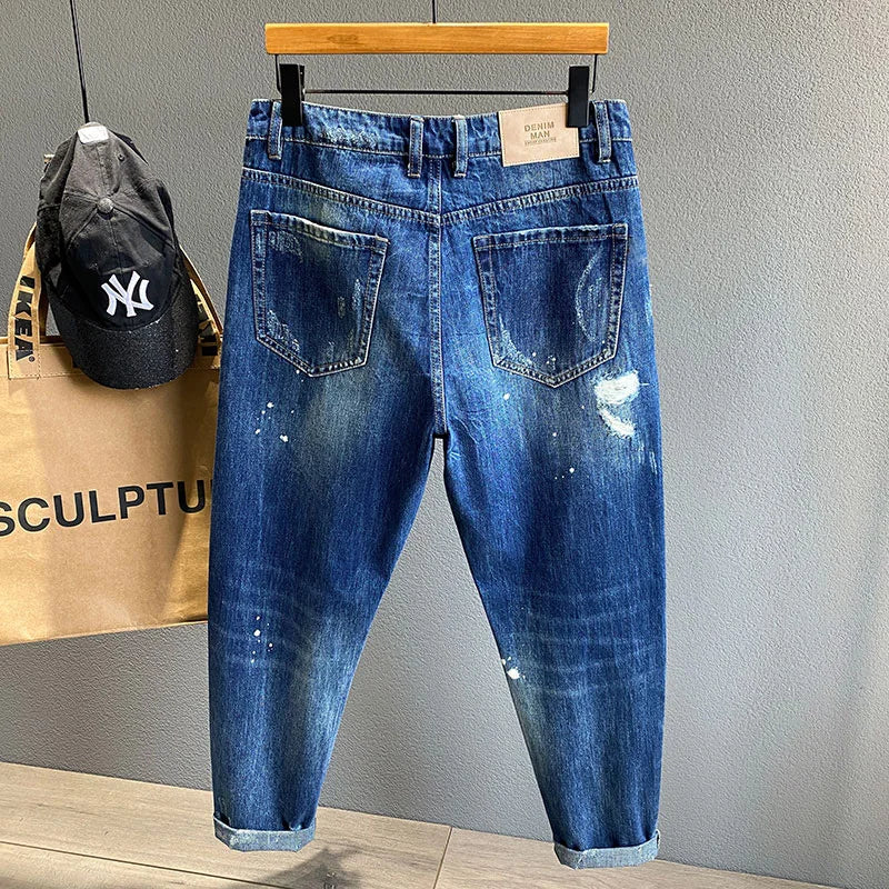 Jeans Streetwear pour hommes, nouvelle collection, haute qualité, mode, moto, hip-hop, déchiré, troué, slim, rétro, confortable, pantalon en denim pour hommes