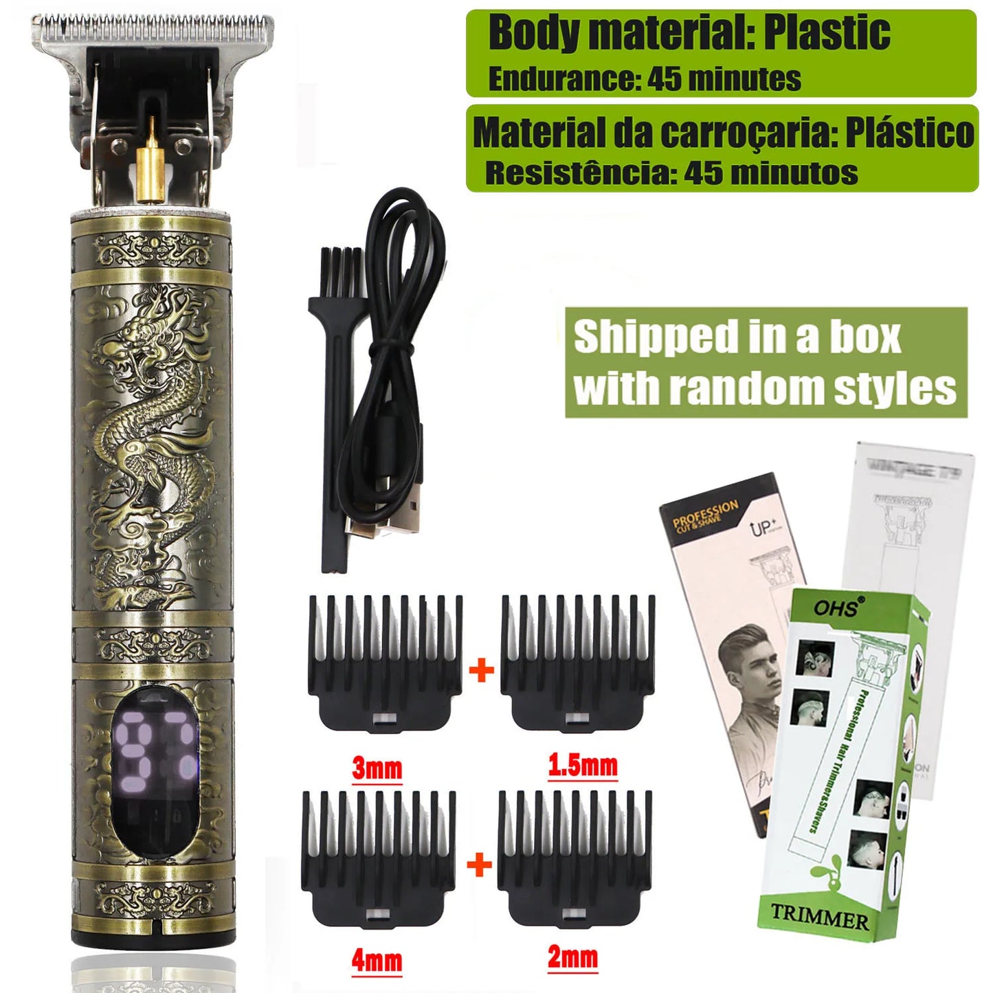 Tondeuse à cheveux T9 pour hommes, rasoir électrique de 0 mm, pour la réparation de la barbe et des poils du corps