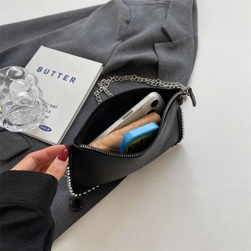 Sacs à bandoulière de couleur unie pour femmes, porte-monnaie à chaîne pour téléphone portable, sac messager à bandoulière tendance