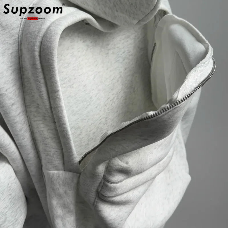 Supzoom Top Fashion Loose Automne et Hiver Nouveauté Style Américain Tendance Sac à Dos Intégré Populaire Décontracté Coton Sweats à Capuche