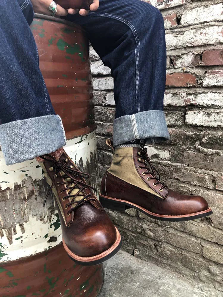 Bottes marron neuves pour hommes, bottes courtes noires faites à la main pour hommes, bottines à bout rond, bottines de moto, bottes de combat