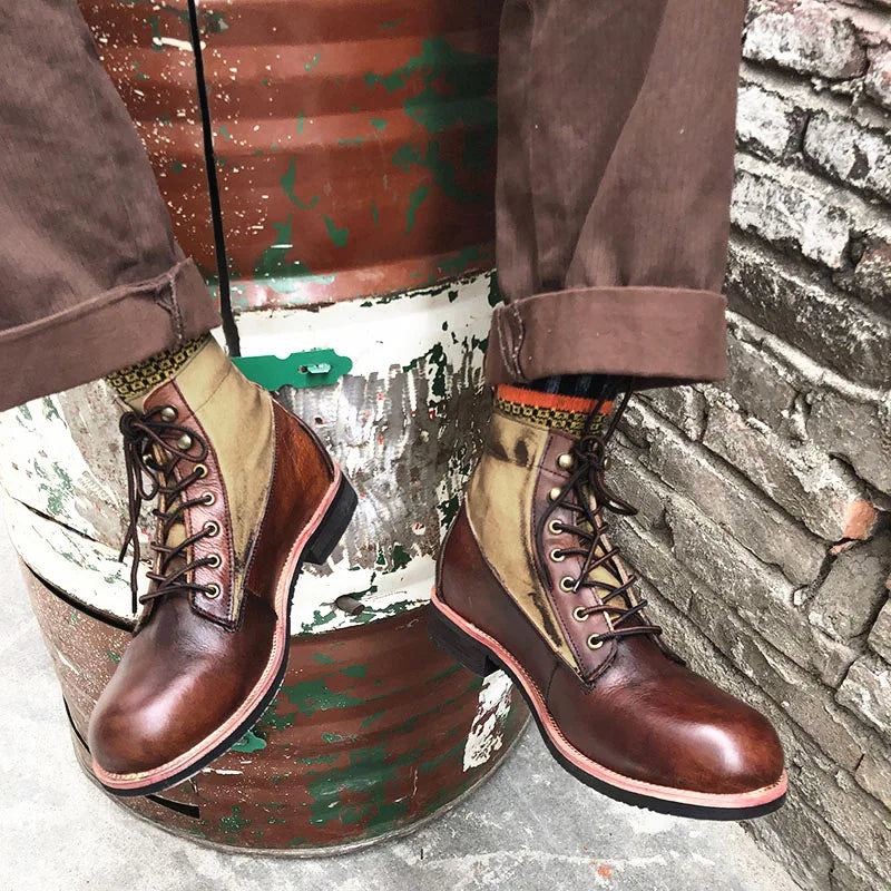 Bottes marron neuves pour hommes, bottes courtes noires faites à la main pour hommes, bottines à bout rond, bottines de moto, bottes de combat