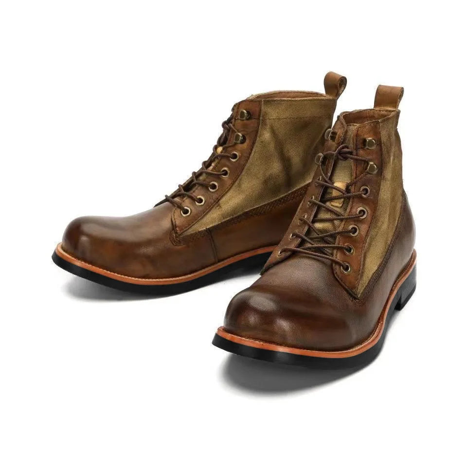 Bottes marron neuves pour hommes, bottes courtes noires faites à la main pour hommes, bottines à bout rond, bottines de moto, bottes de combat