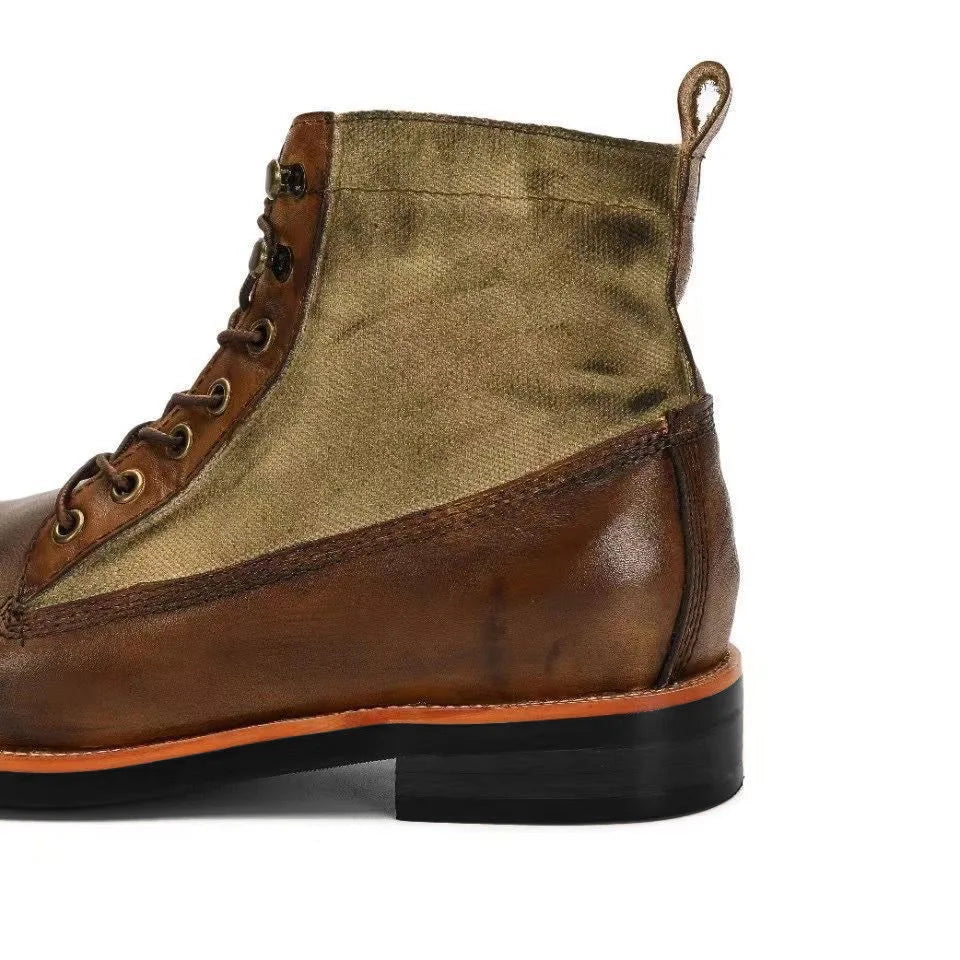 Bottes marron neuves pour hommes, bottes courtes noires faites à la main pour hommes, bottines à bout rond, bottines de moto, bottes de combat