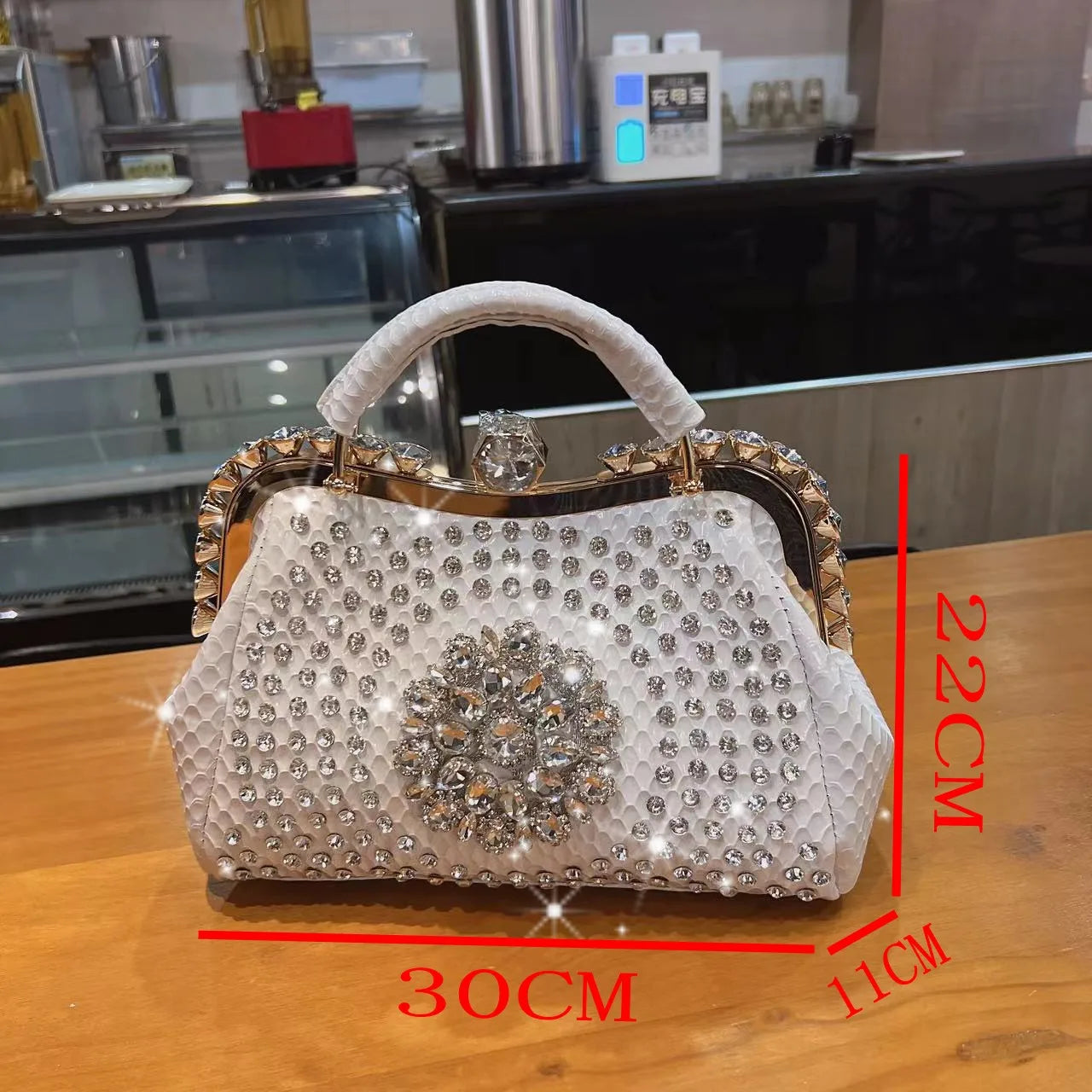 New Rhinestones Top-handle Bags For Women PU Leather Luxury Handbags Women Frame Designer Ladies Crossbody Bag Sac A Main