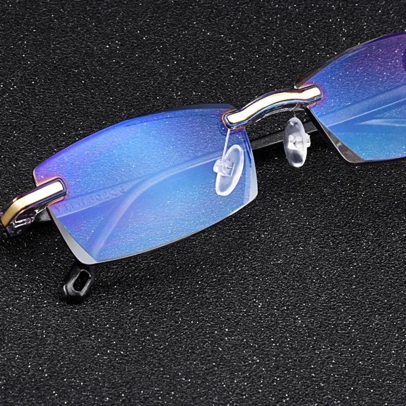 Men Rimless Reading Glasses Classic Anti Blue Light Eyeglasses Vintage Presbyopia Eyewear Unisex Far Sight Diopter +1.0 To +4.0