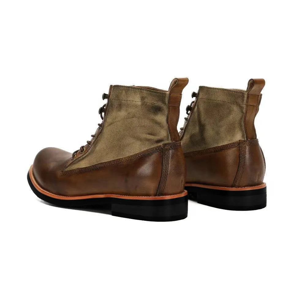 Bottes marron neuves pour hommes, bottes courtes noires faites à la main pour hommes, bottines à bout rond, bottines de moto, bottes de combat