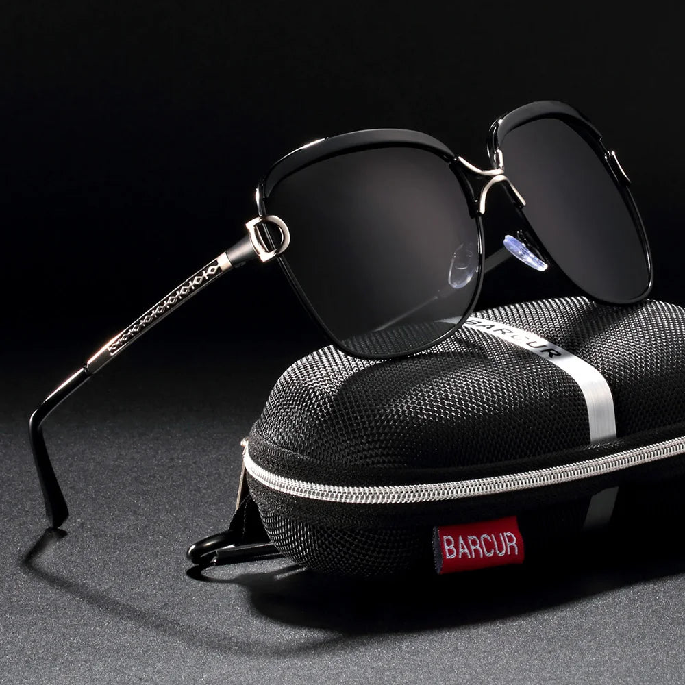 BARCUR Polarized Ladies Sunglasses Women Gradient Lens Round Sun Glasses Square Luxury Brand Oculos Lunette De Soleil Femme