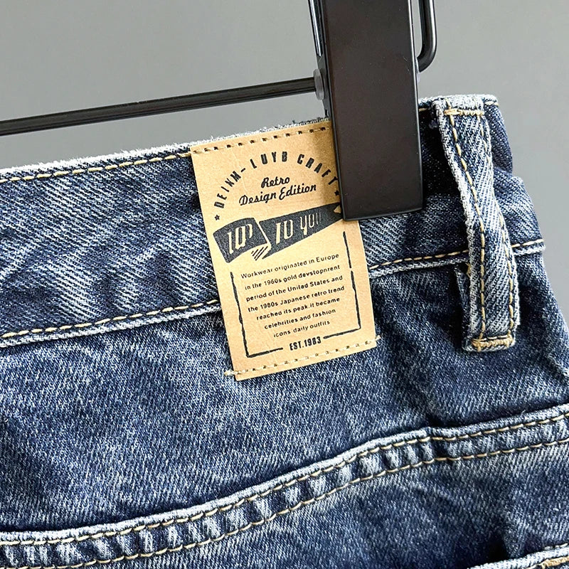 Jeans vintage de haute qualité pour hommes, nouvelle collection printemps, mode ample, fuselé, drapé, pantalon en denim pour jeunes, style hip-hop, streetwear