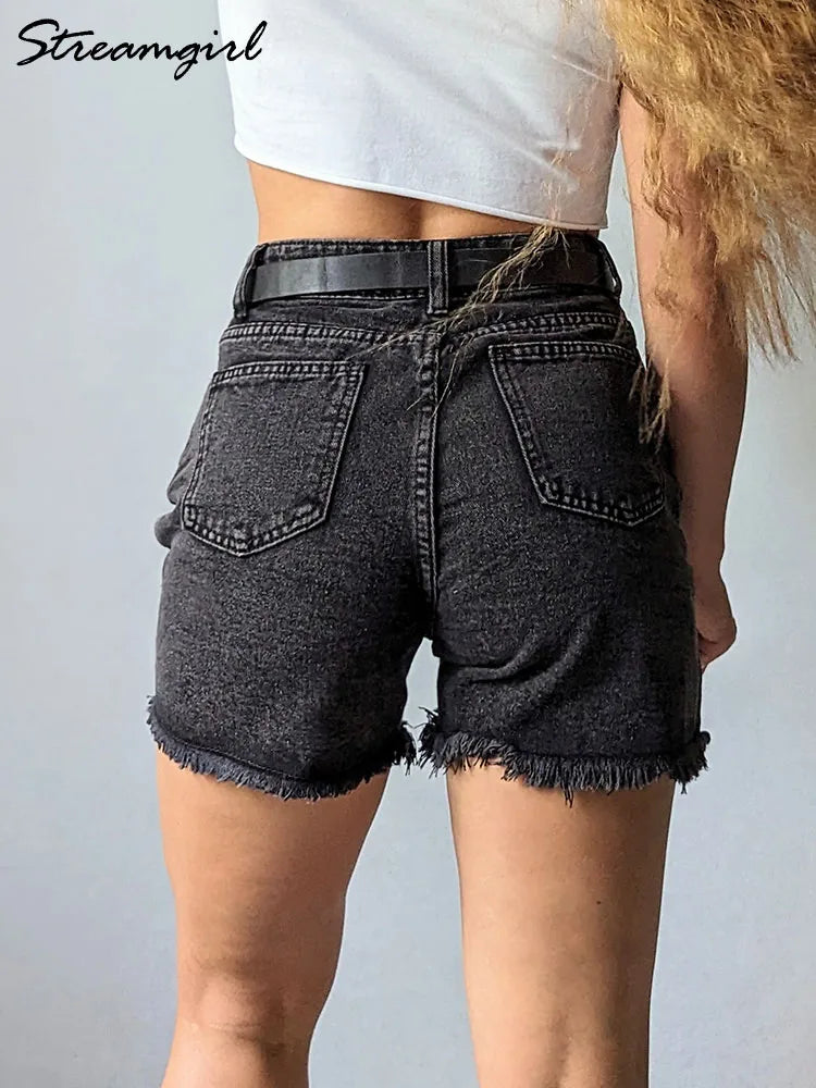 Streamgirl Blue Women's Denim Shorts Summer High Waist Casual Chic Loose Jean Shorts For Women Summer 2024 Denim Short Femme